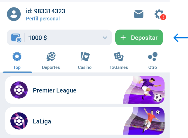 Vá para a seção depósito 1xbet Betapk Brasil